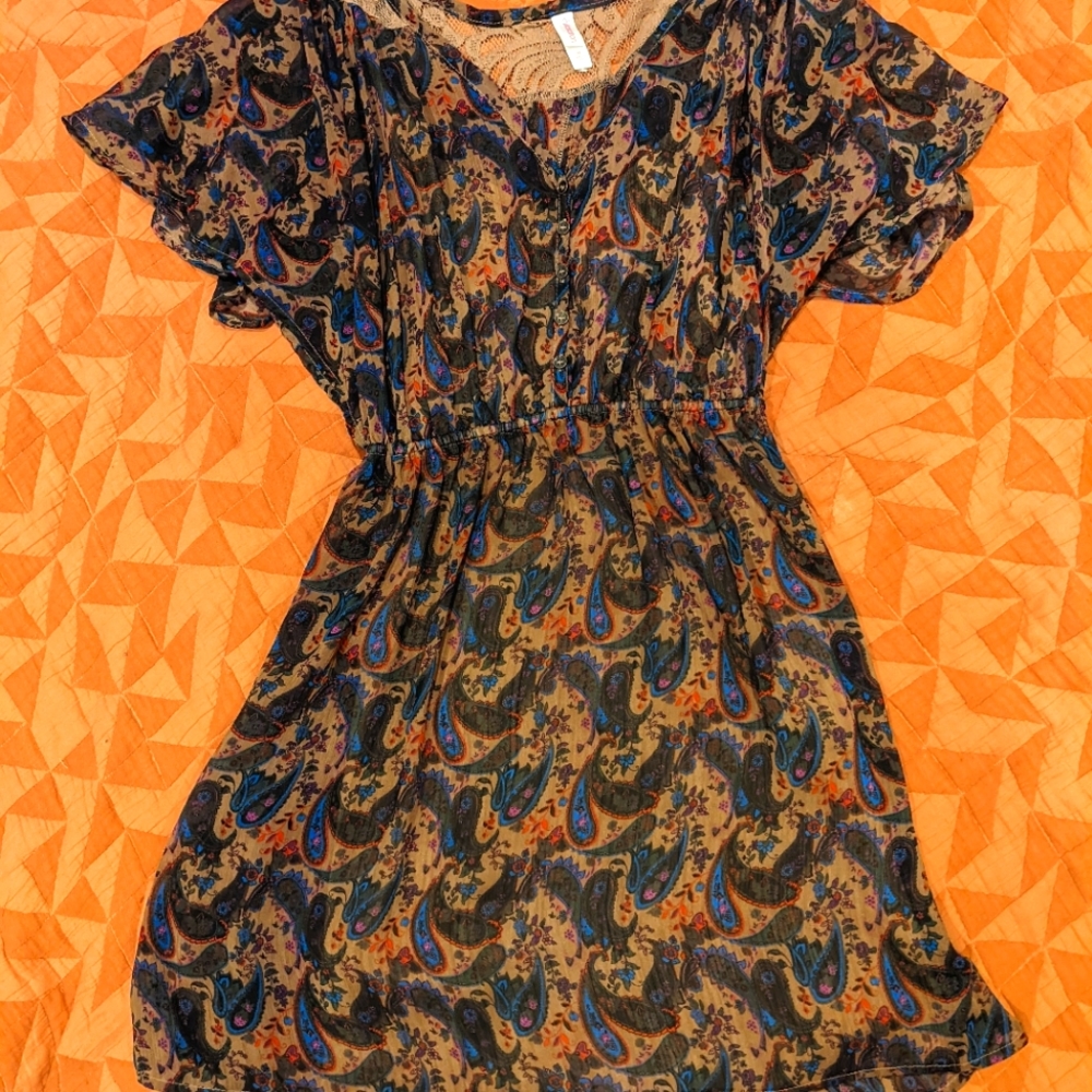 Xhilaration Boho paisley earth tone dress